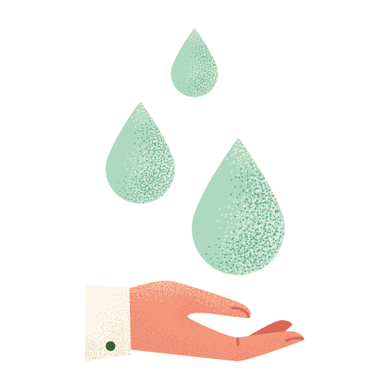 Hand and Water Drops Graphic Hand and Water Drops Graphic